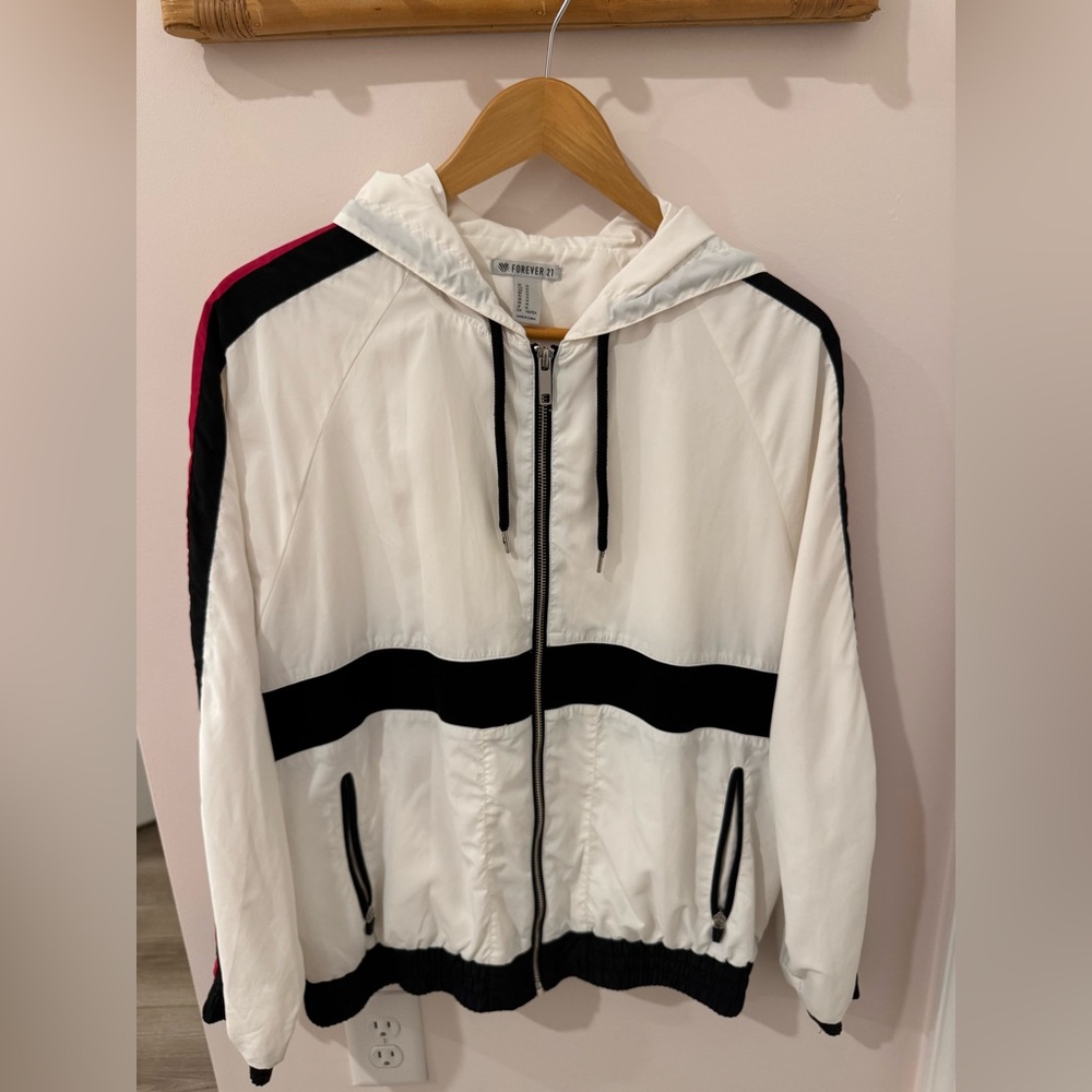 Forever 21 Black and White Rain Jacket